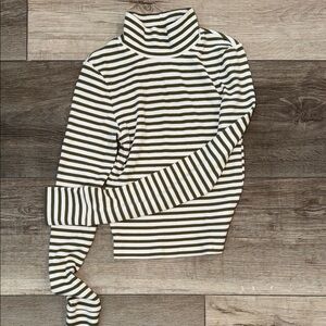 American Eagle Olive and White Striped Sweater